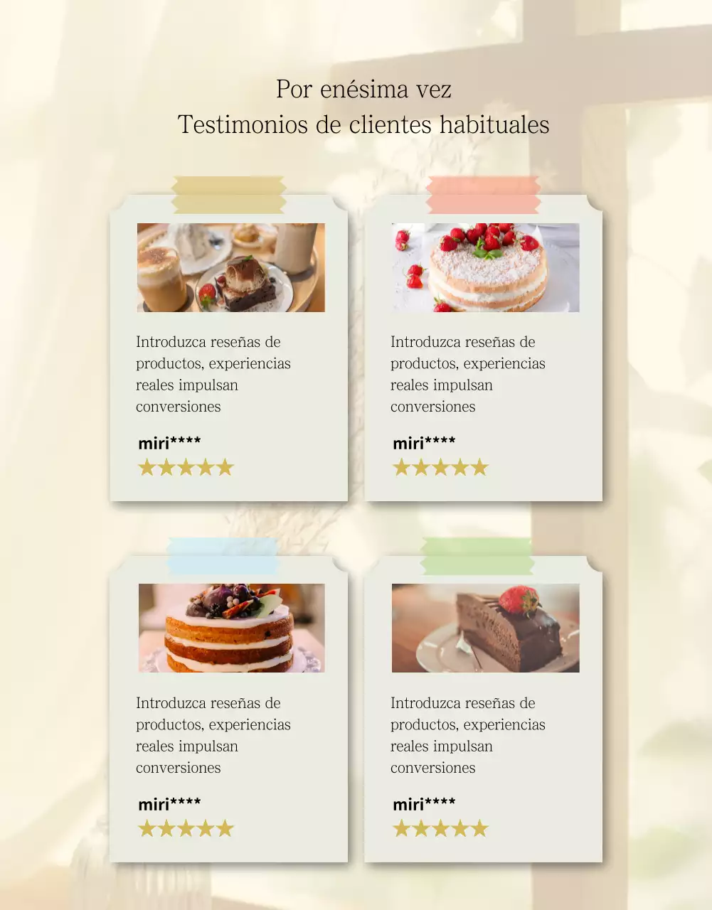 Anuncio de venta de una sencilla tarta beige y marfil