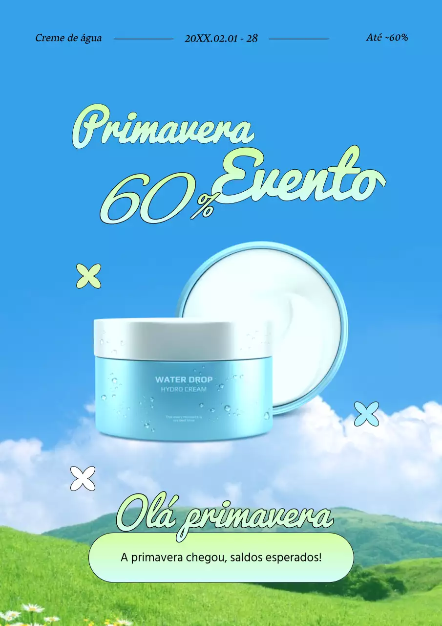 Promover uma venda de primavera com as cores azul e chartreuse na moda