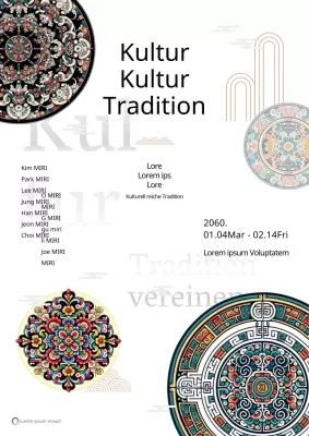 Förderung einer traditionellen Designmesse in Schwarz-Weiß und Beige