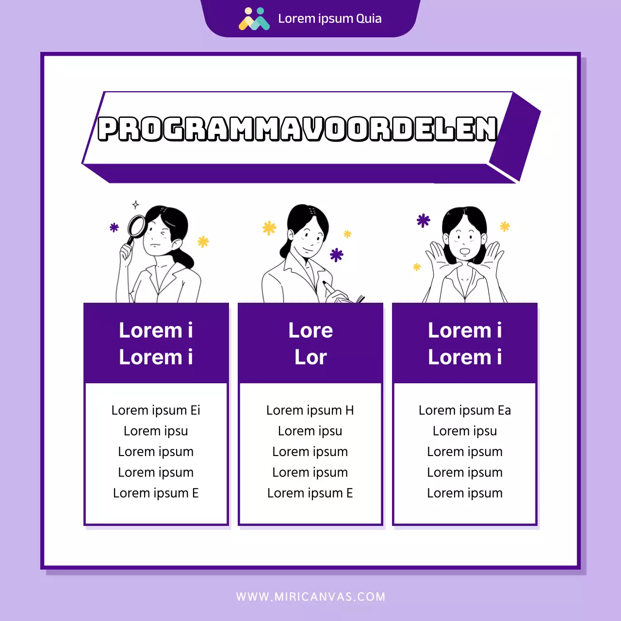Modern paars en geel programma ter ondersteuning van de aanwerving van vrouwen in de publieke sector