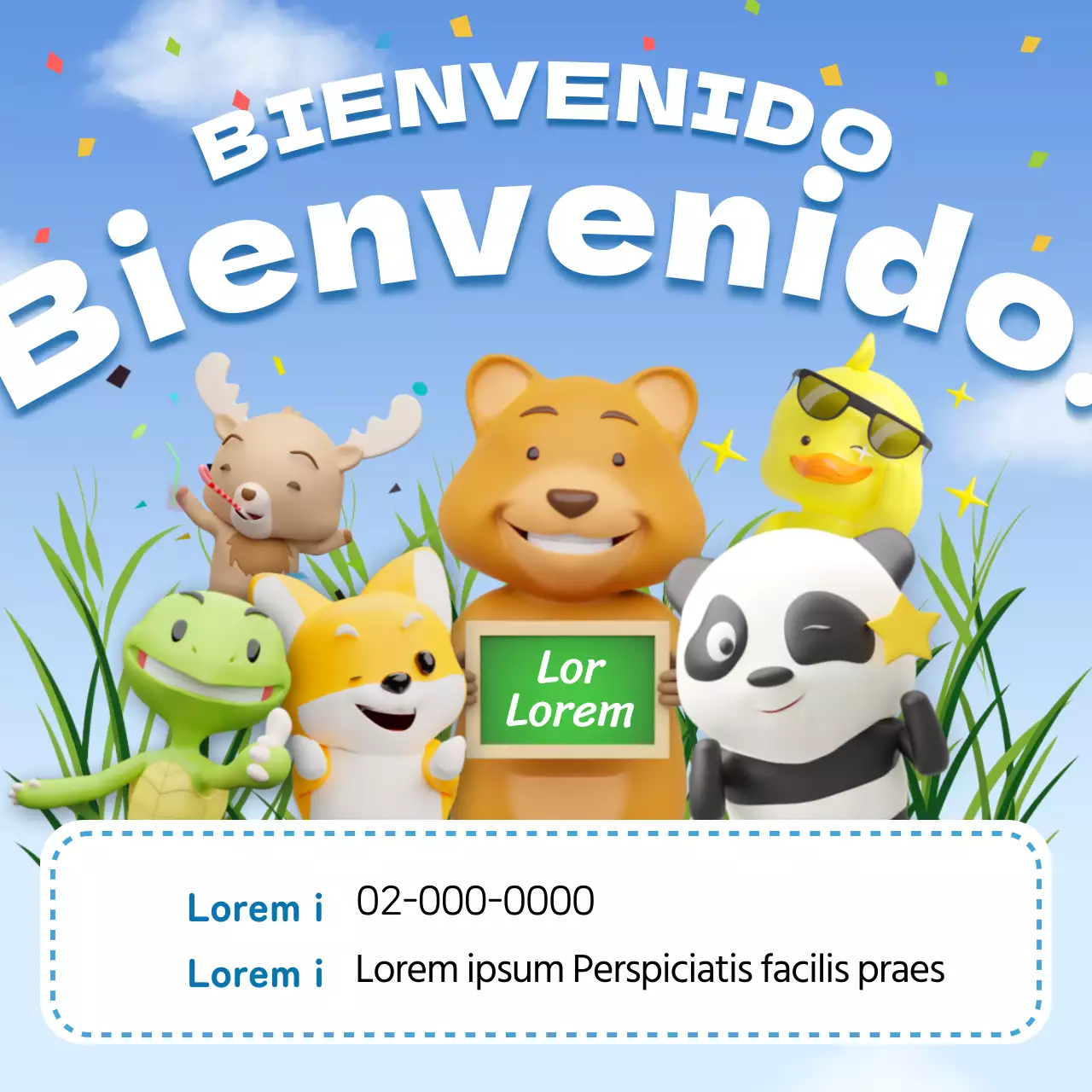 Un bonito anuncio de contratación de guardería en azul claro y blanco