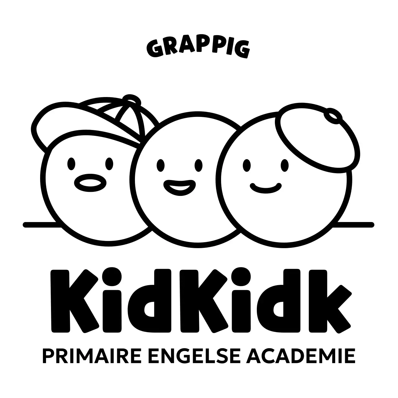 Het ontwerp van de Engelse taalschool met leuke cirkelillustratie