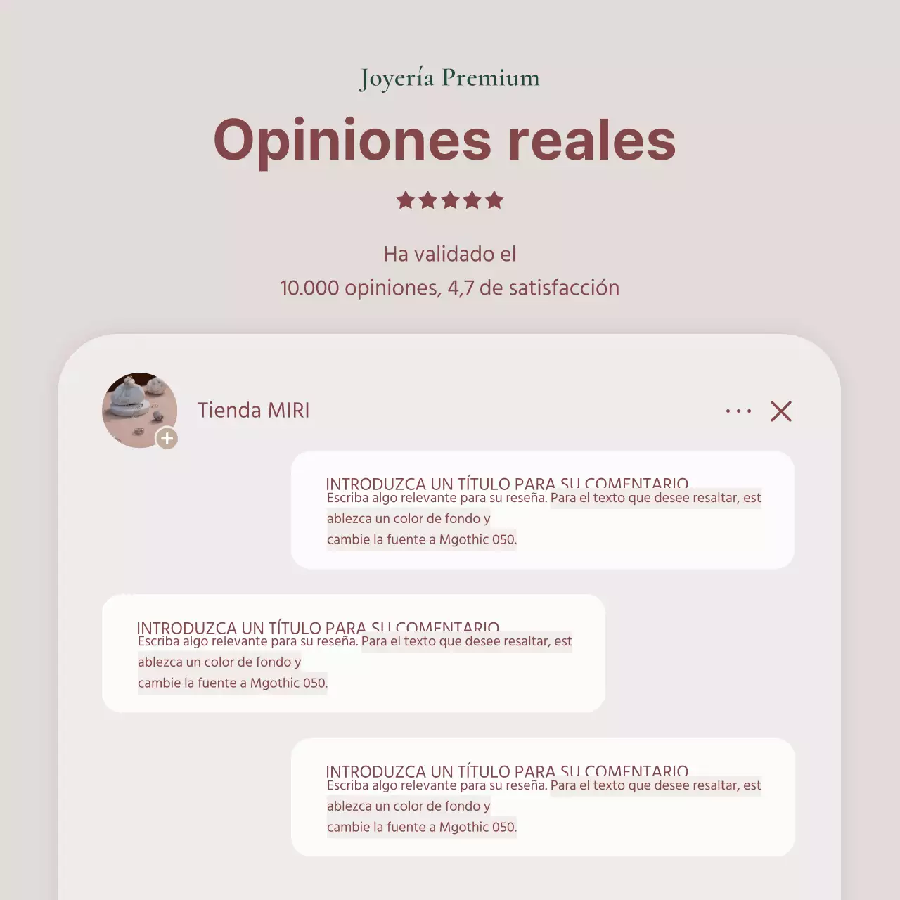 Anuncio de venta de un lookbook de accesorios de bisutería de moda en rosa y marrón.