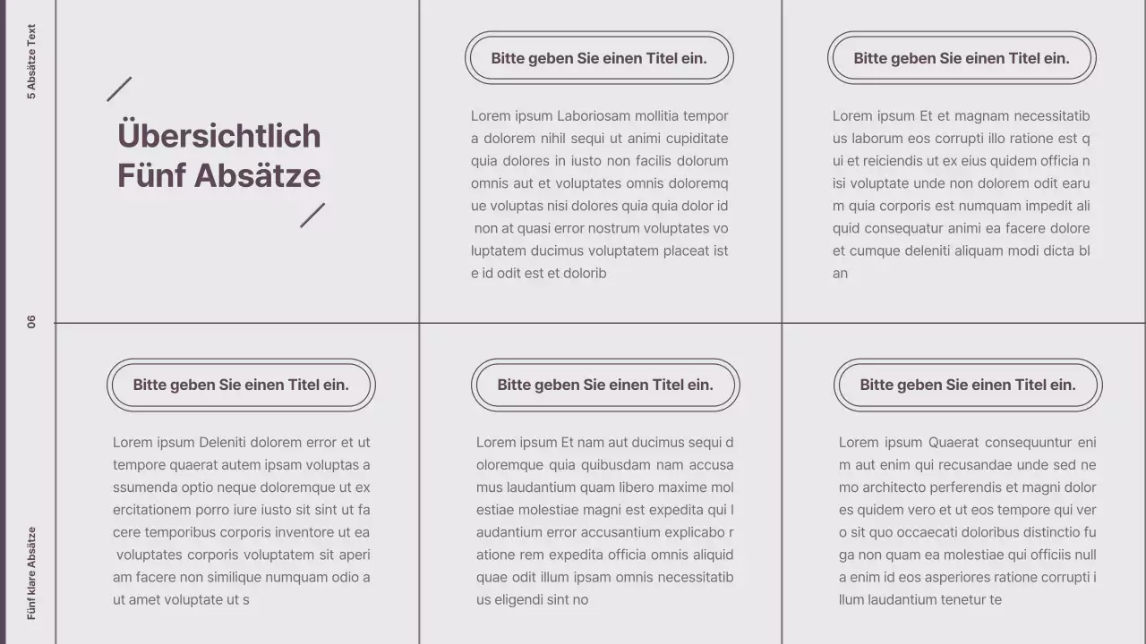 Erläuterung des minimalistischen Layouts in Lila