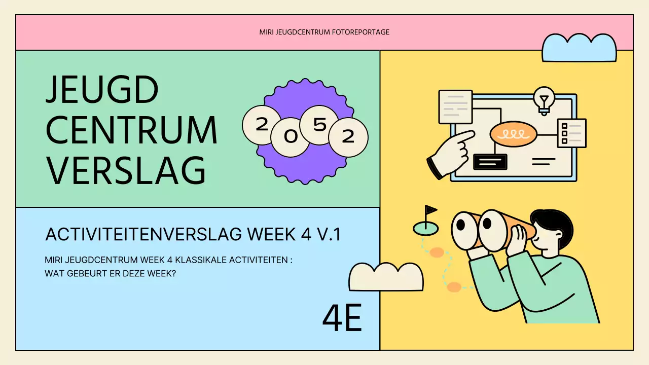 Gele en mintkleurige activiteitenpresentaties voor het jeugdcentrum