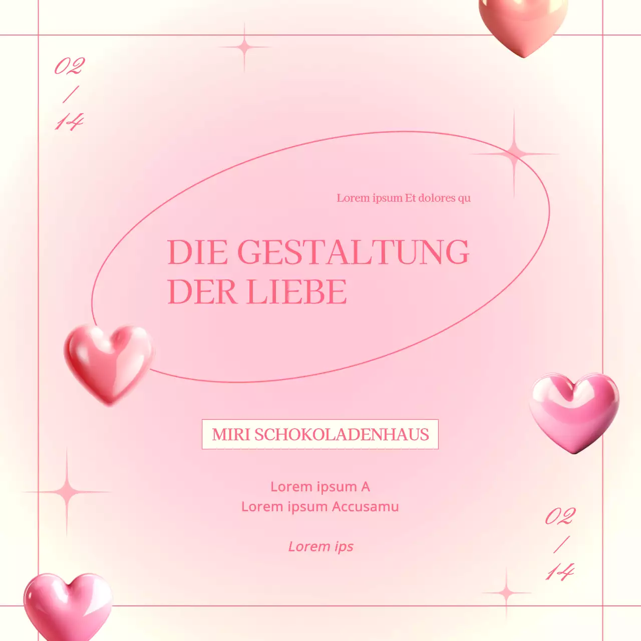 Bewerben Sie eine trendige Veranstaltung zum Valentinstag mit einem elfenbeinfarbenen und rosa Hintergrund