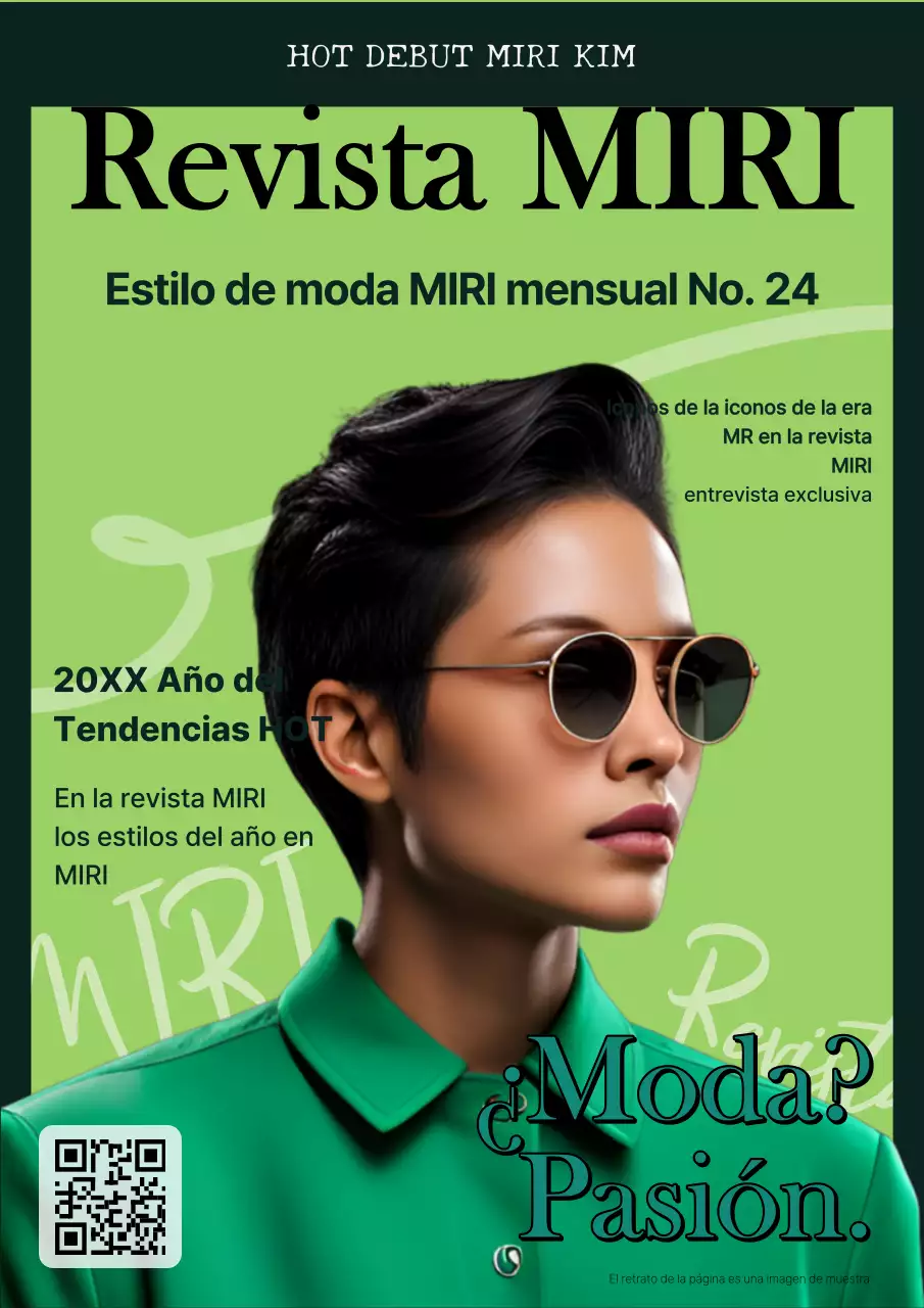 Lujosa portada de revista de moda con fondo chartreuse