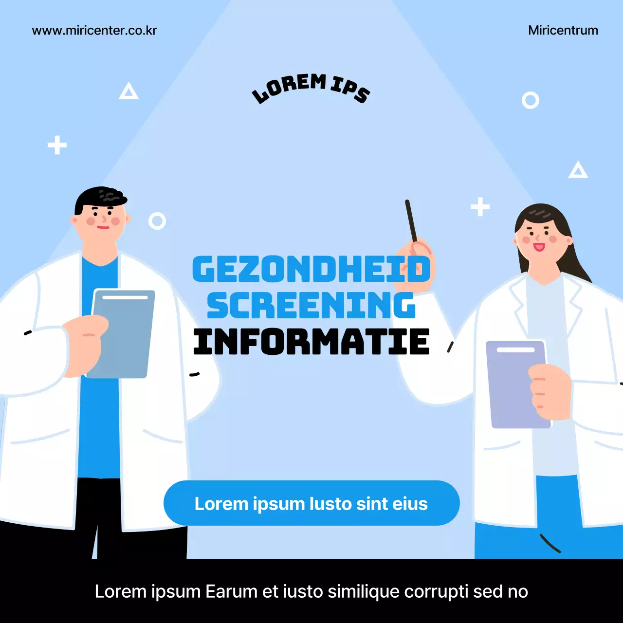 Blauw en zwart gezondheidsscreening aankondiging