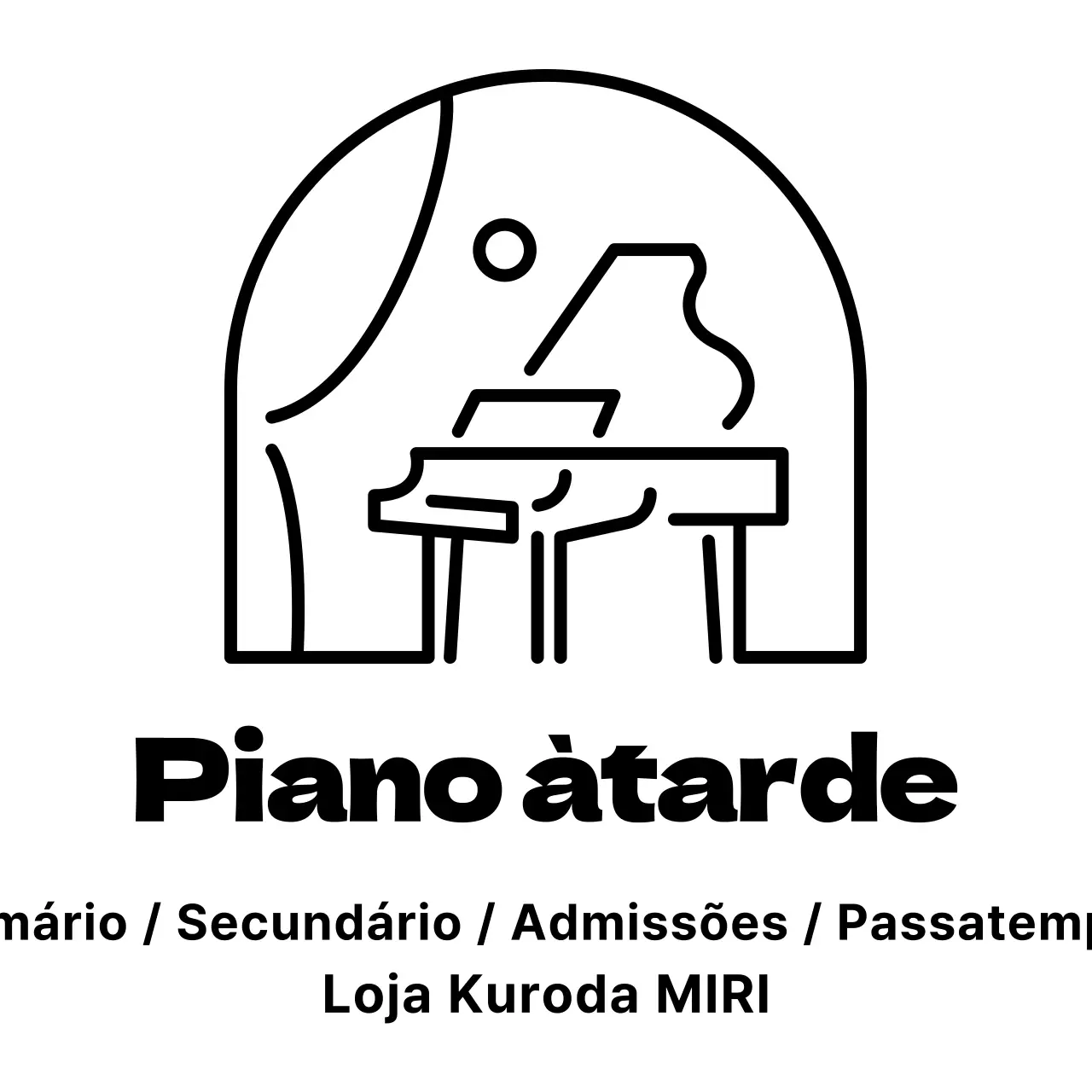 Desenho de escola de piano com ícone de paisagem de piano