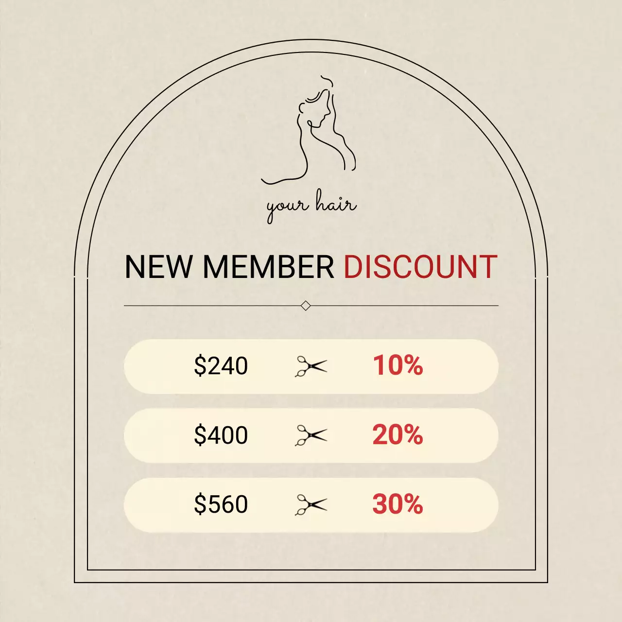 Beige Minimal Hair Promotion Social Media Post