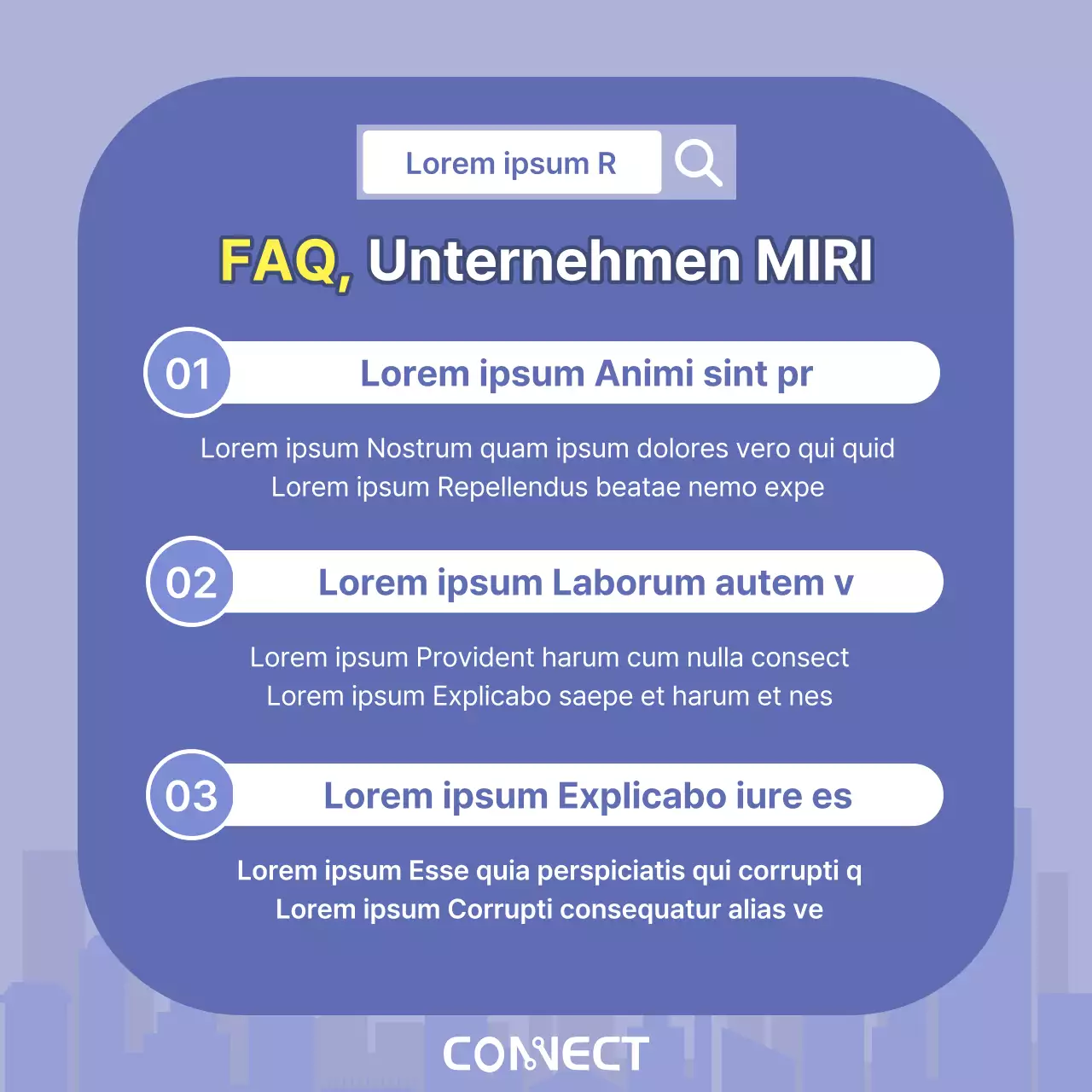Ein minimalistisches Firmenanschreiben in Lila und Gelb