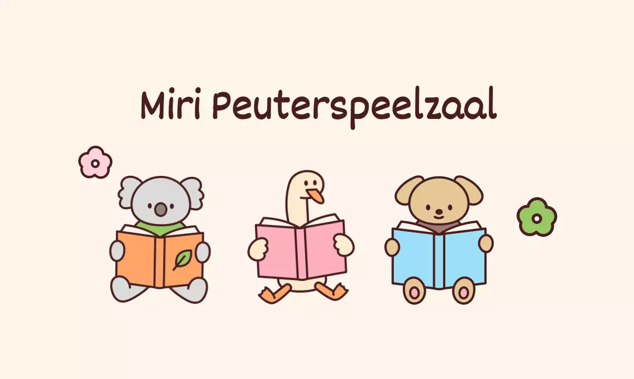 Peuterspeelzaal met schattige dierenillustraties die boeken vasthouden