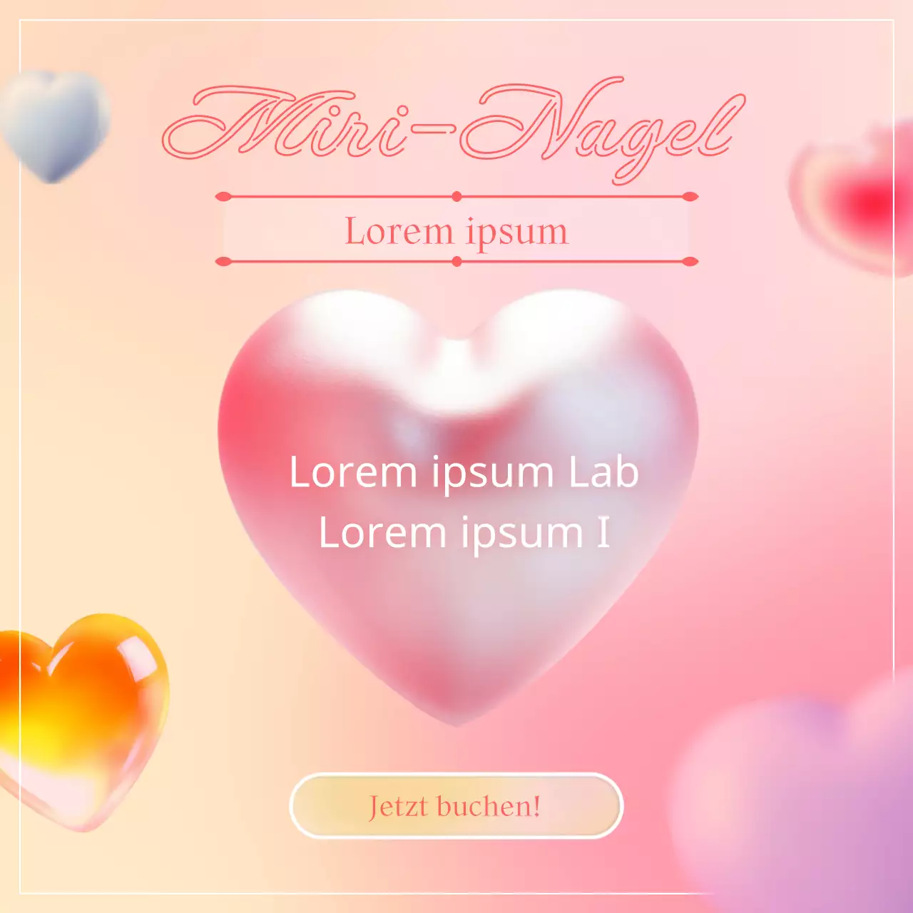 Eine kitschige rosa-elfenbeinfarbene Ankündigung der Buchungseröffnung