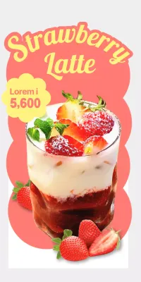 Werbung für ein rosa Erdbeergetränk