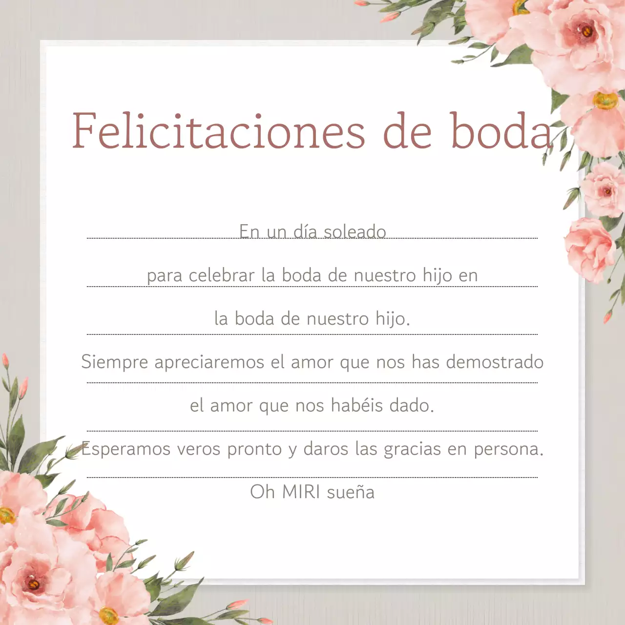 Un bonito post de agradecimiento con fondo rosa