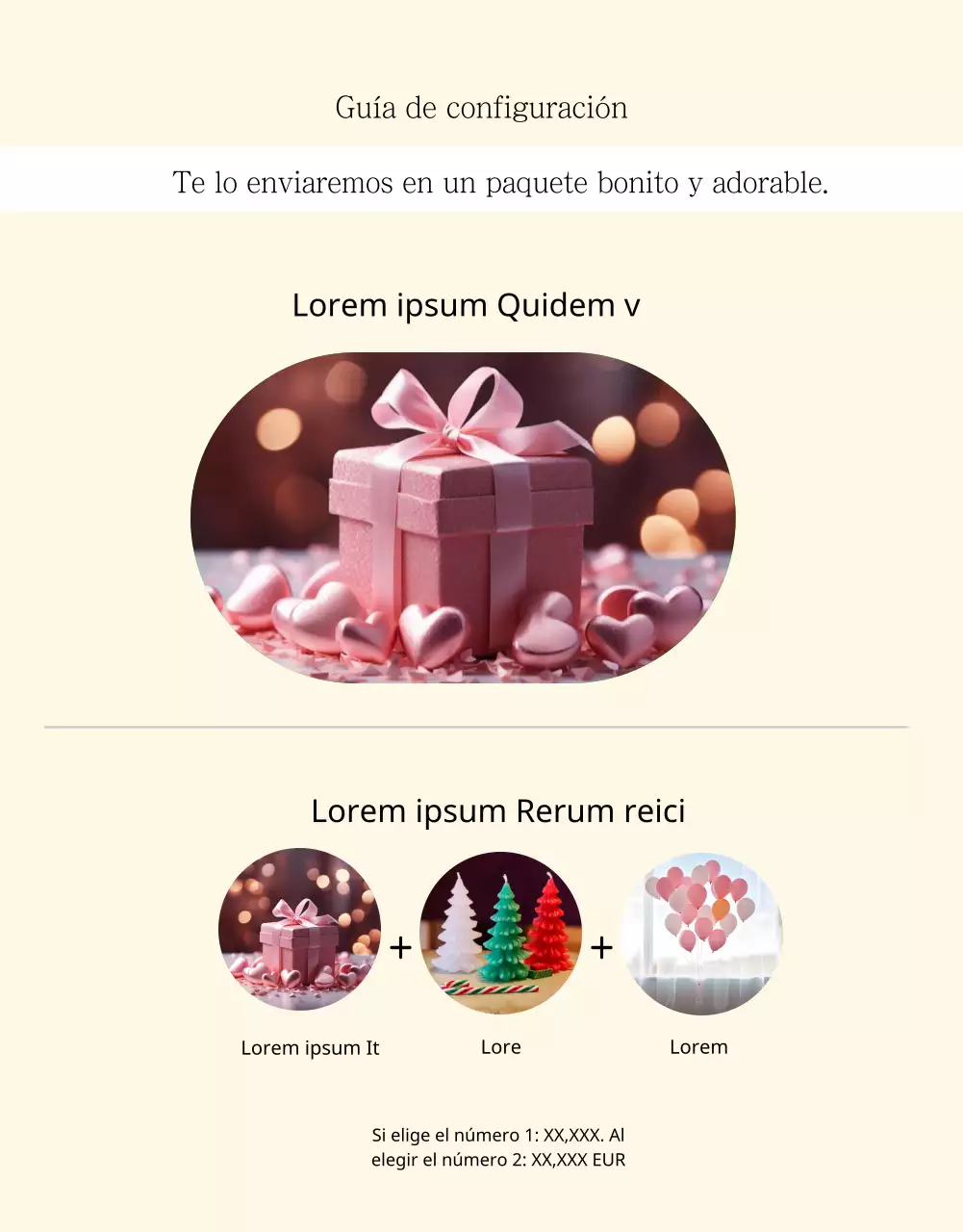 Anuncio de venta de una sencilla tarta beige y marfil