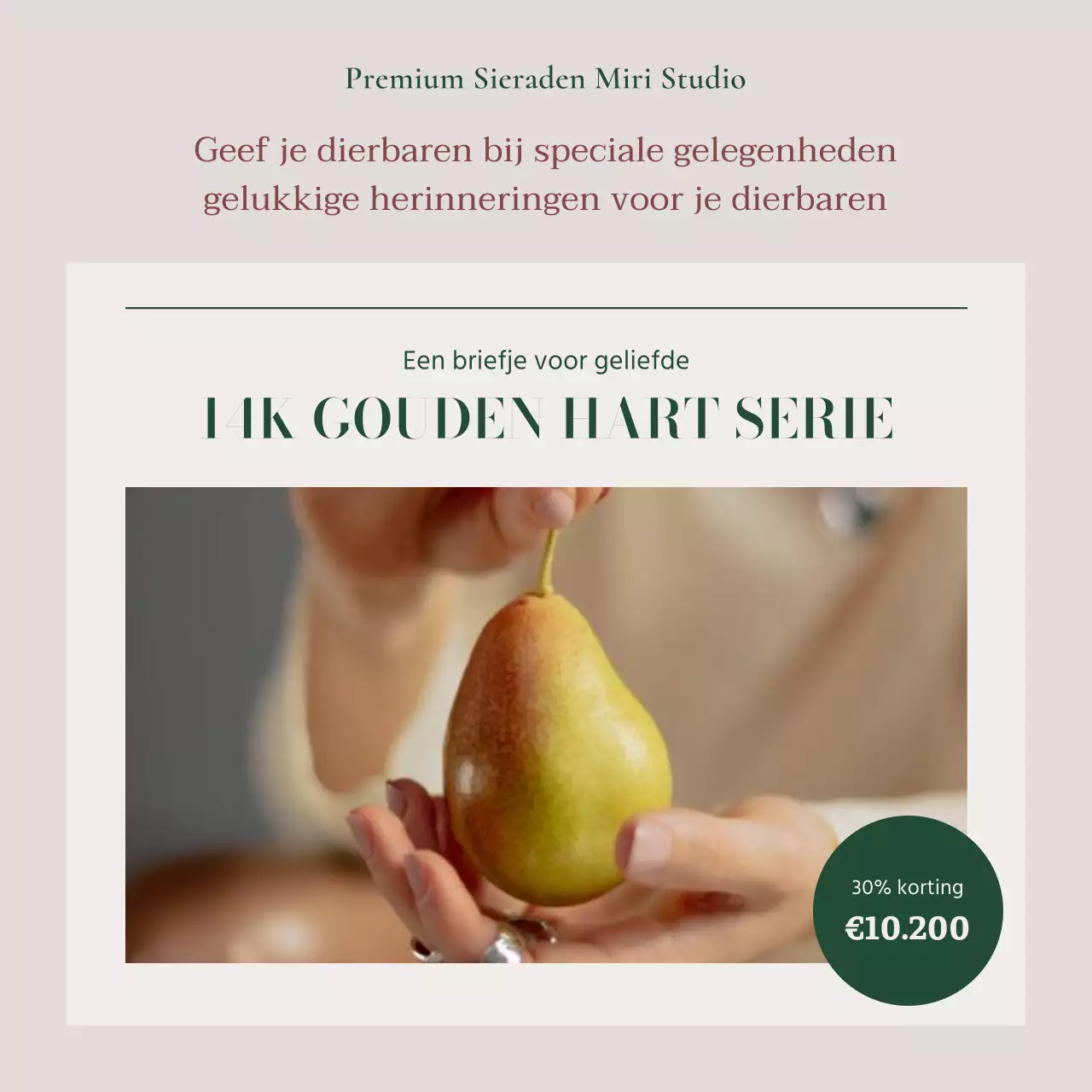 Een advertentie voor een lookbook met trendy sieraden in roze en bruin.