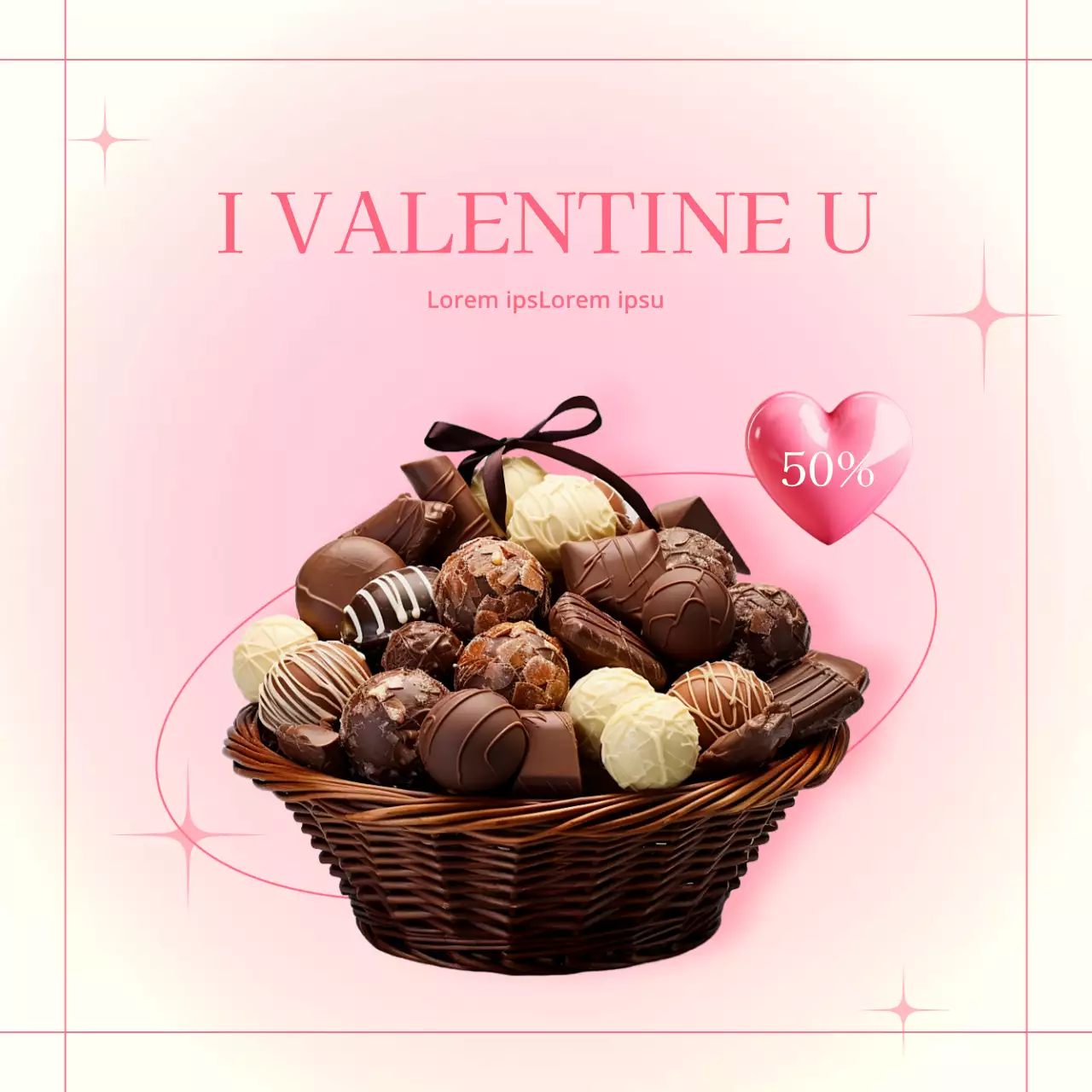 Promuovete un evento di San Valentino alla moda con uno sfondo avorio e rosa.