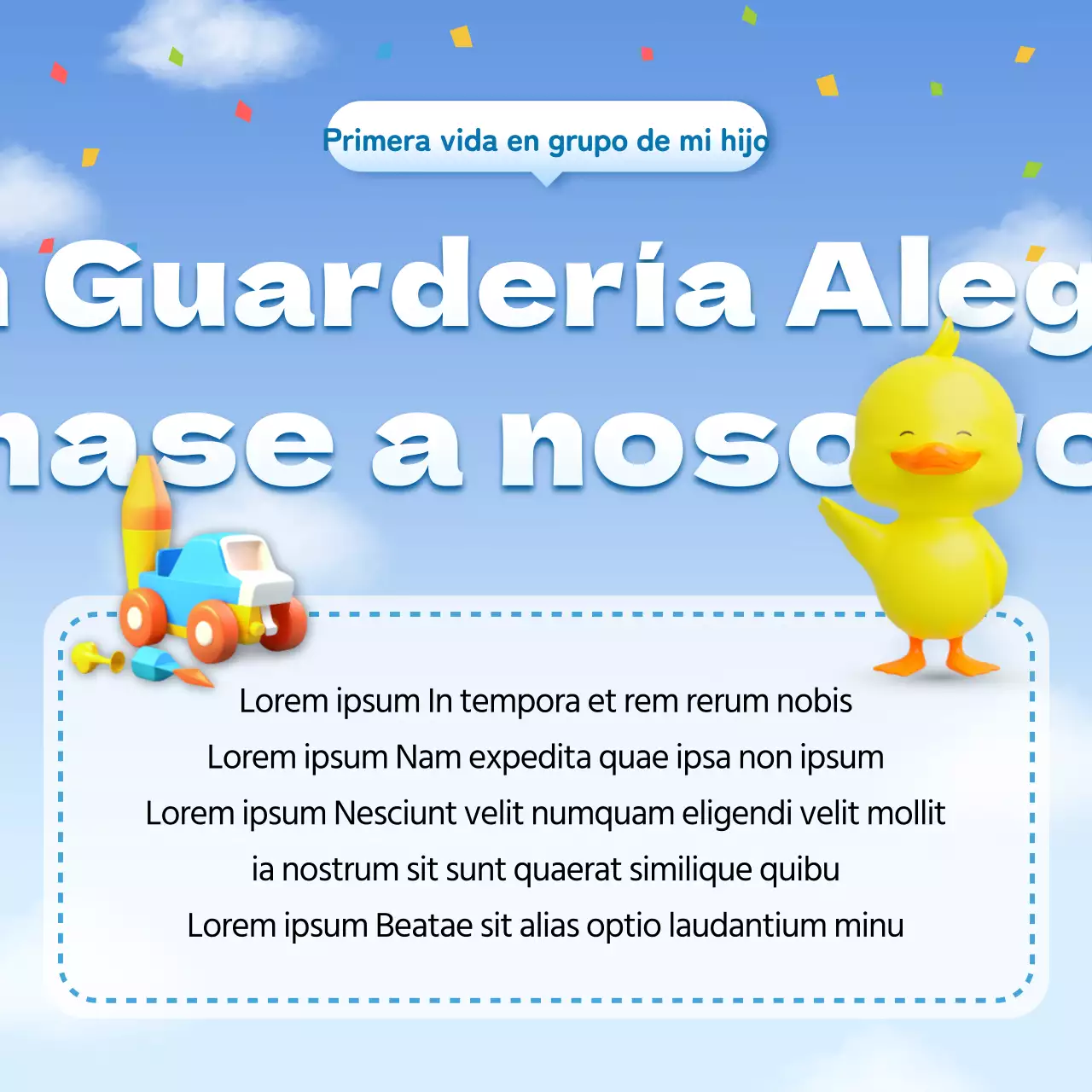 Un bonito anuncio de contratación de guardería en azul claro y blanco