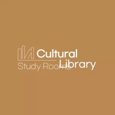 Logo ilustrasi ruang baca modern yang sederhana dengan warna krem