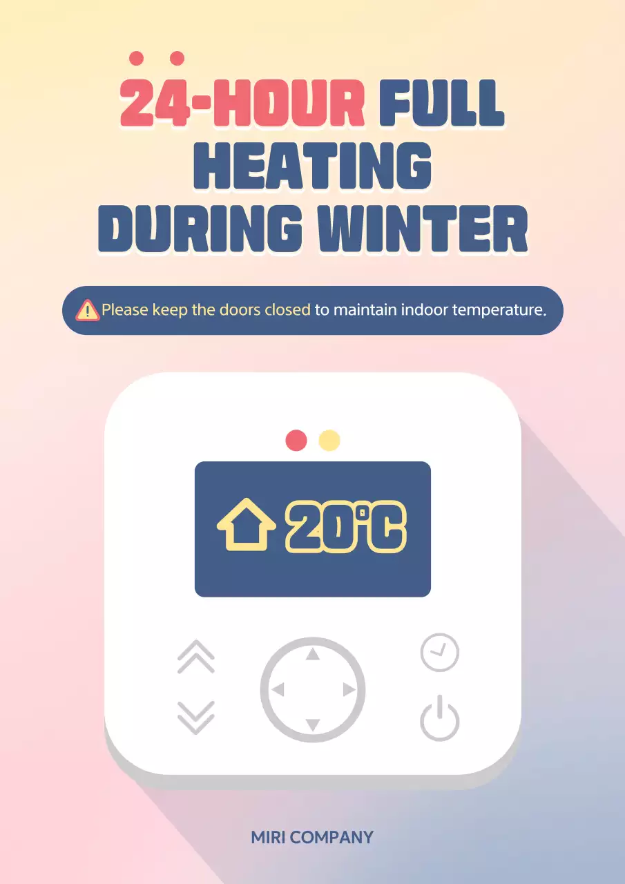 베이지 모던 난방 공지 포스터