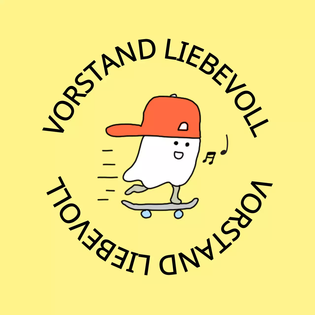 Illustration eines Gespenstes auf einem Brett in Gelb und Orange Personalisierte Produkte