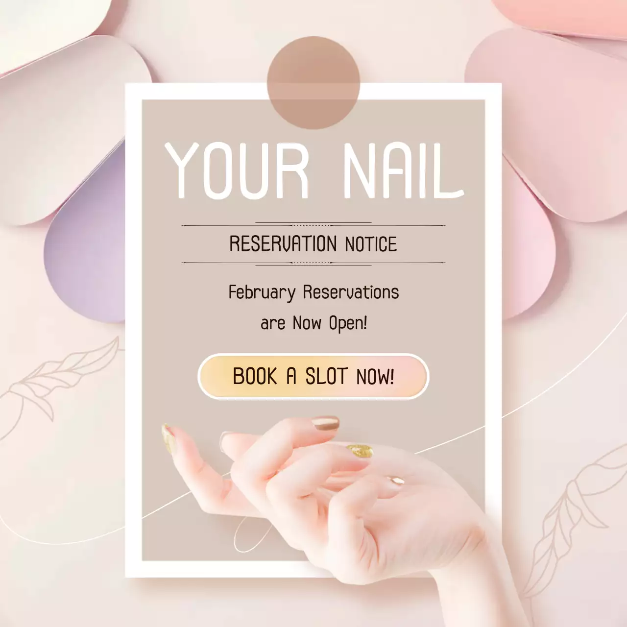 Beige Modern Nail Promotion Social Media Post