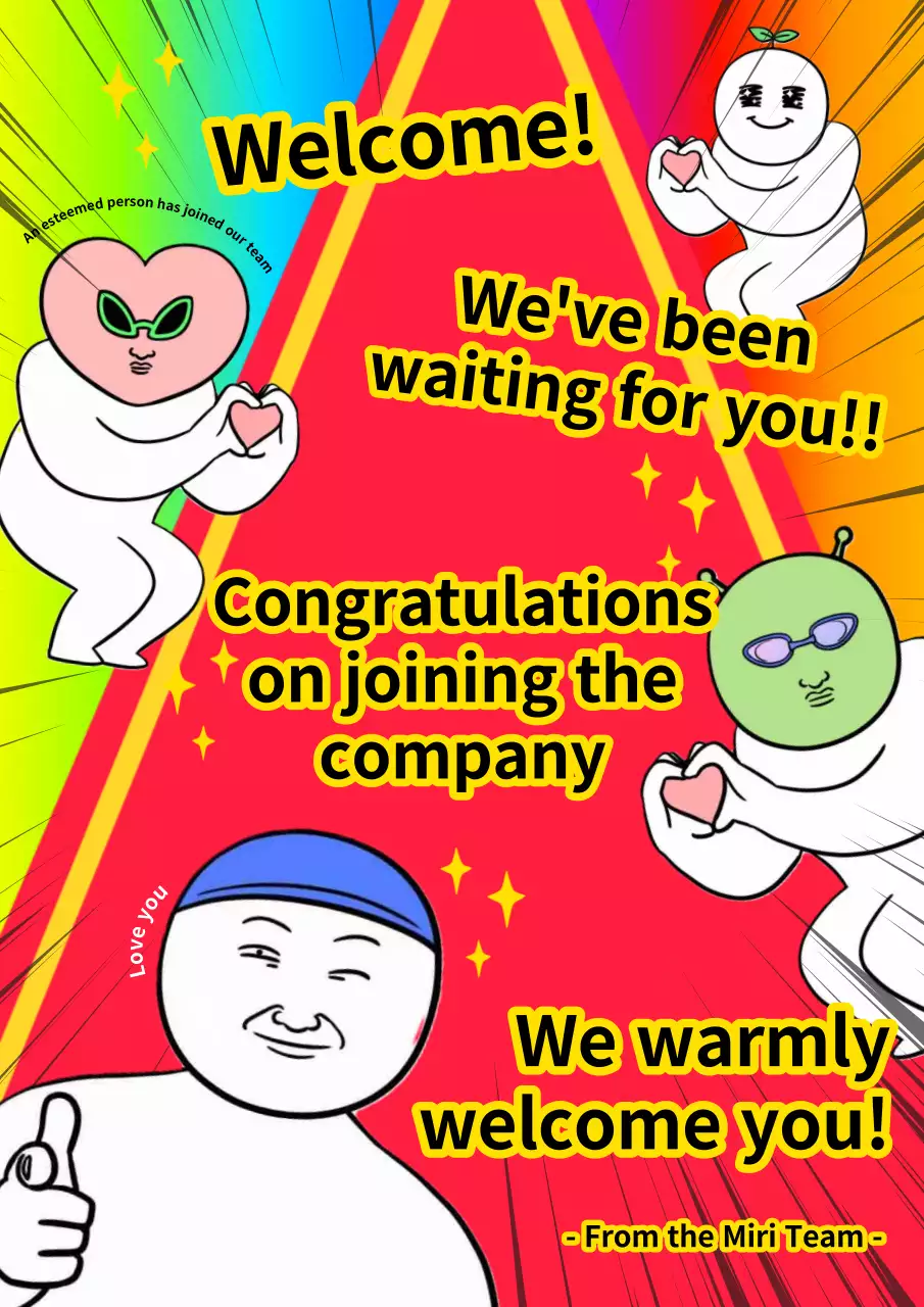 Rainbow-colored bottled welcome letter