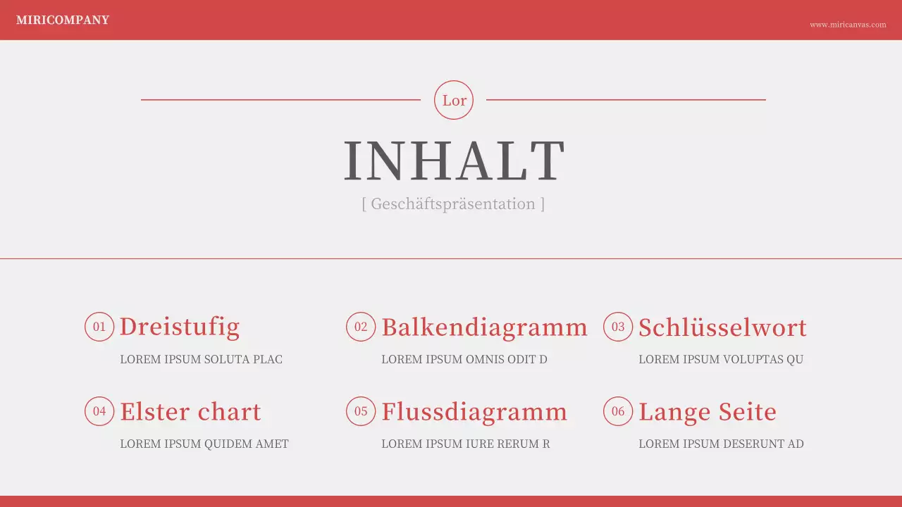 Minimalistische Nummerierungspräsentation in Elfenbeinrot