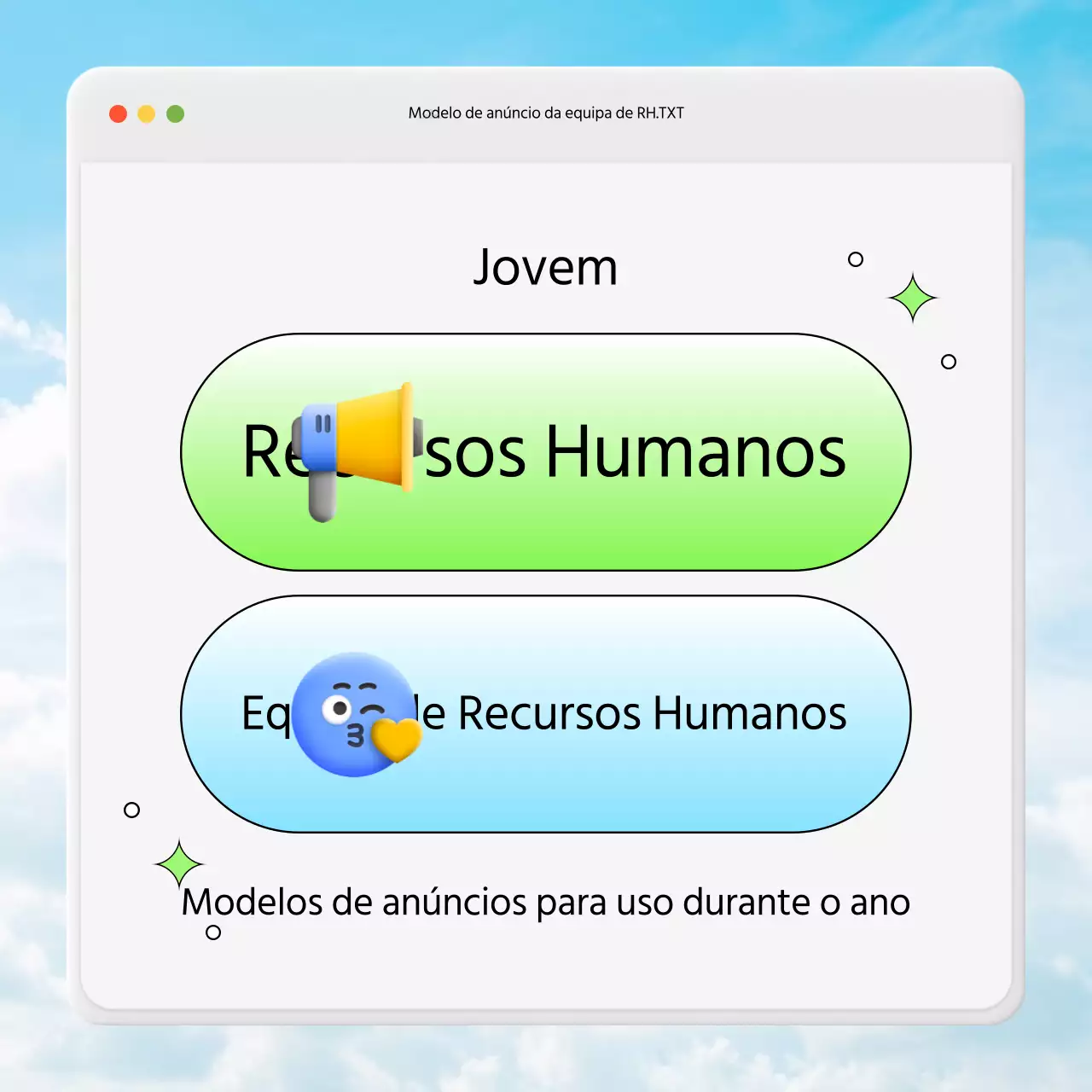Anúncios de um ano de RH com tendência para o chartreuse e o azul claro