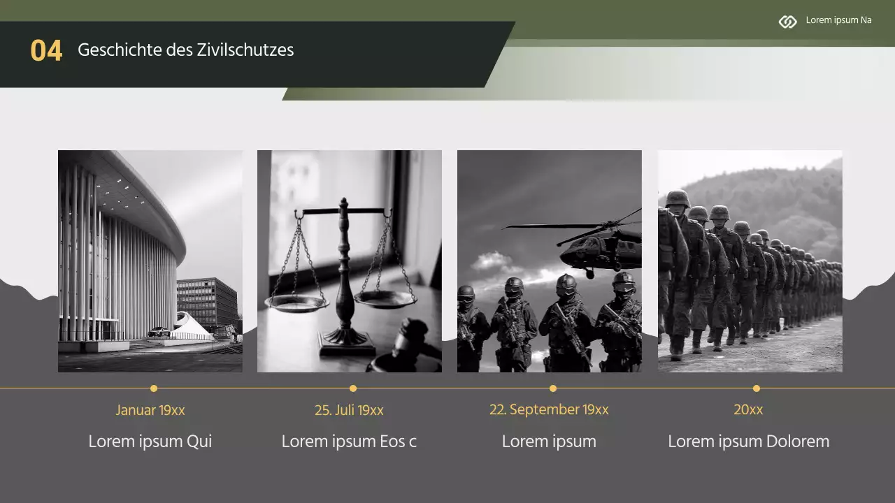 Modernes Zivilschutz-Ausbildungsmaterial in gelb und khaki