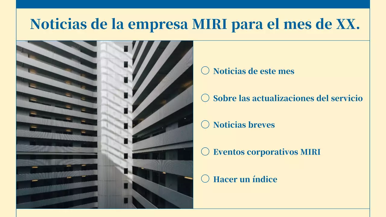 Boletín minimalista de servicios empresariales en beige y azul