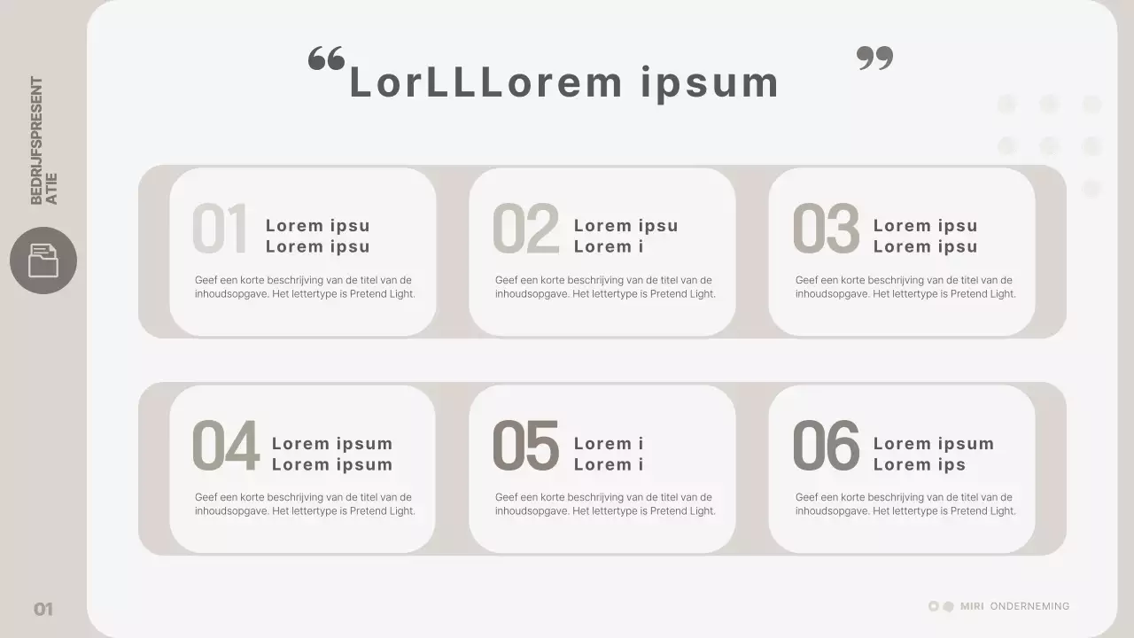 Een eenvoudige, beige bedrijfspresentatie