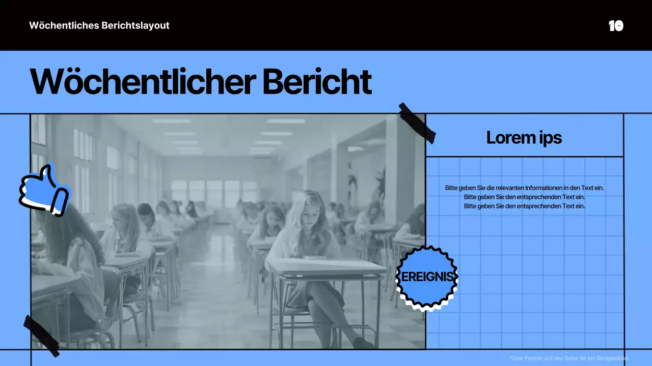 Kitschige Sitzungsunterlagen in Blau