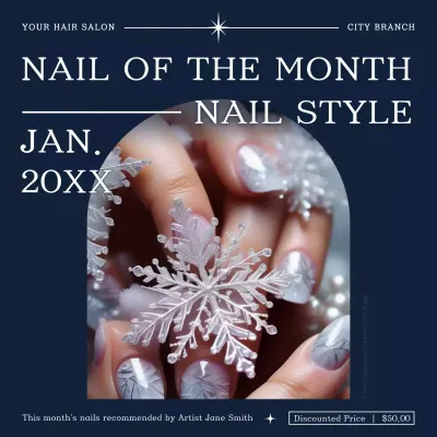 Navy Modern Nail Promotion Social Media Post