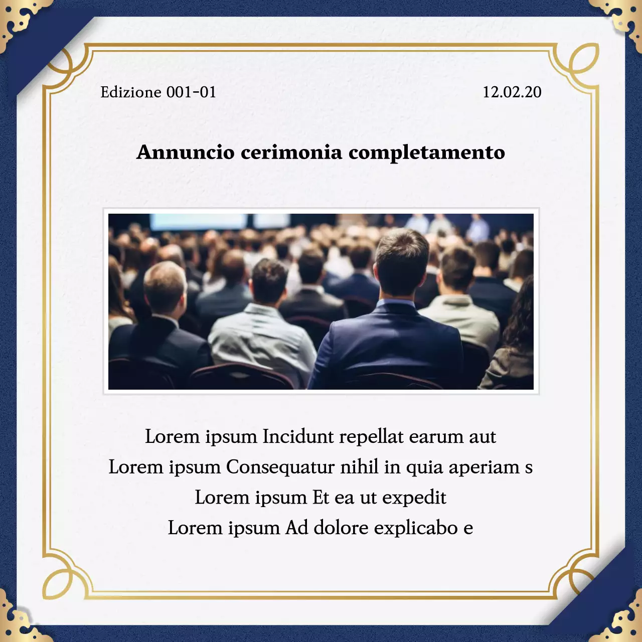 Promuovete il completamento del programma con una classica combinazione di colori blu e oro.