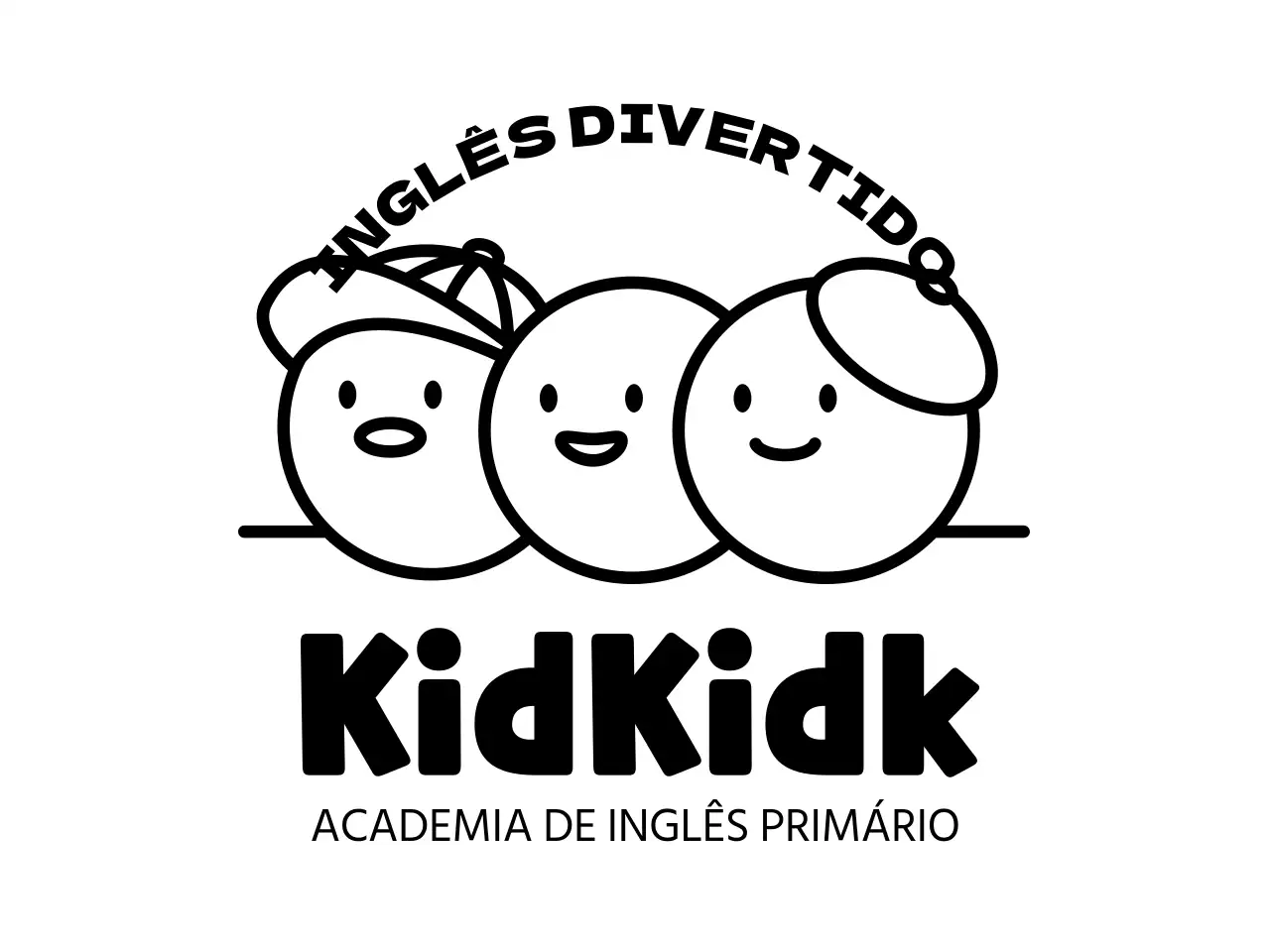 Desenho de escola de inglês com ilustração de um círculo giro
