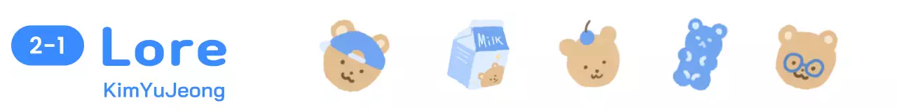 Desain yang lucu dengan ilustrasi dan nama boneka beruang