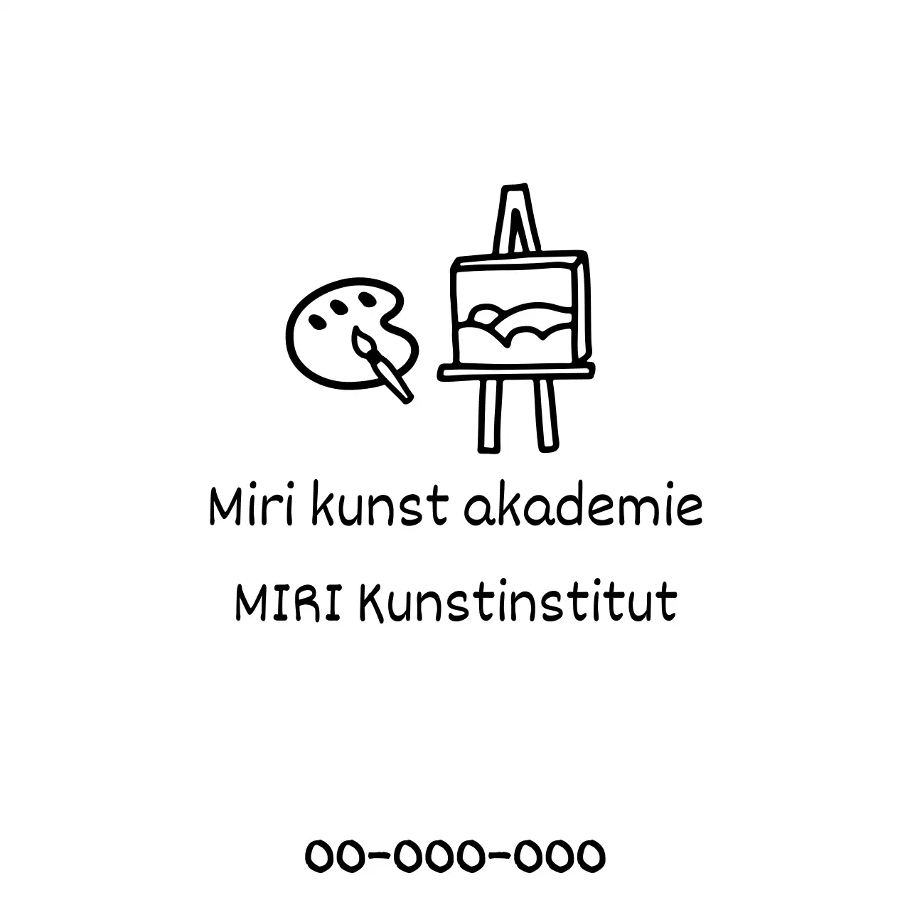 Eine zeichnerische Kunstschule mit Paletten und Leinwandbildern