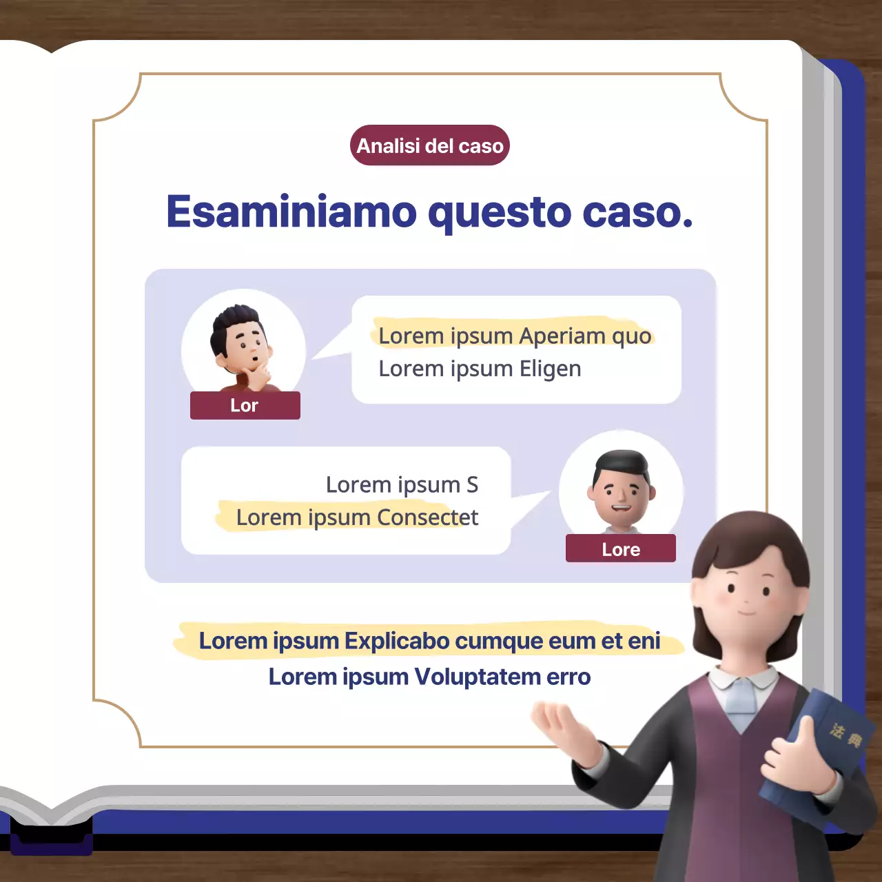 Una semplice promozione dello studio legale in blu navy e oro