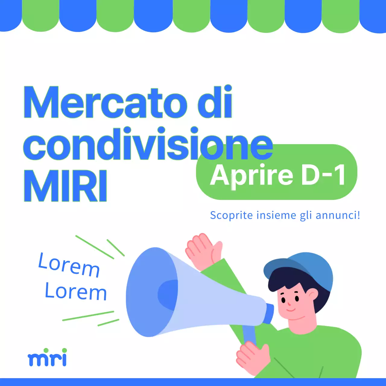 Un mercato di condivisione in verde e blu