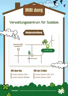 Wegbeschreibung zum hellblau-grünen Sozialamt