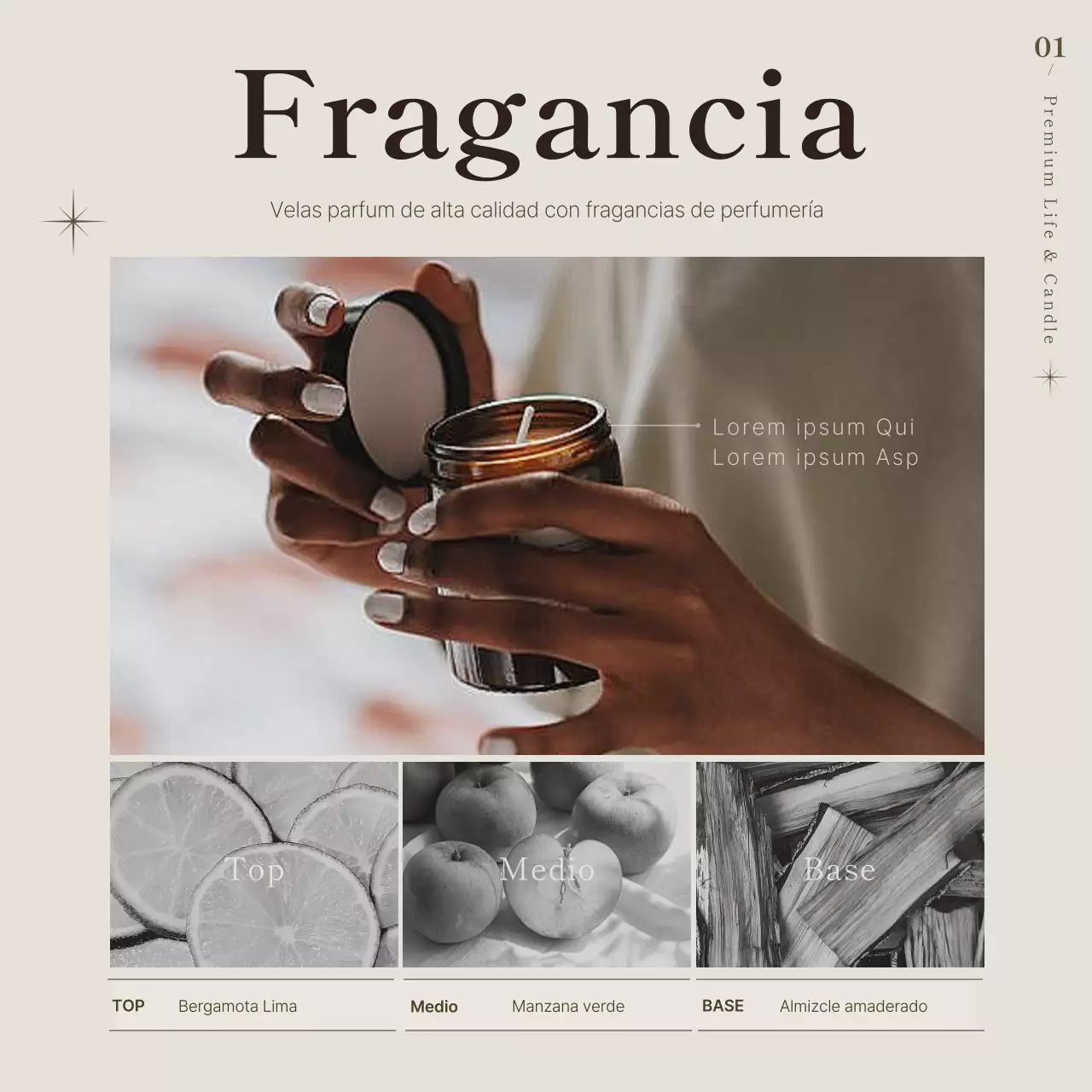 Promover una vela sencilla en beige