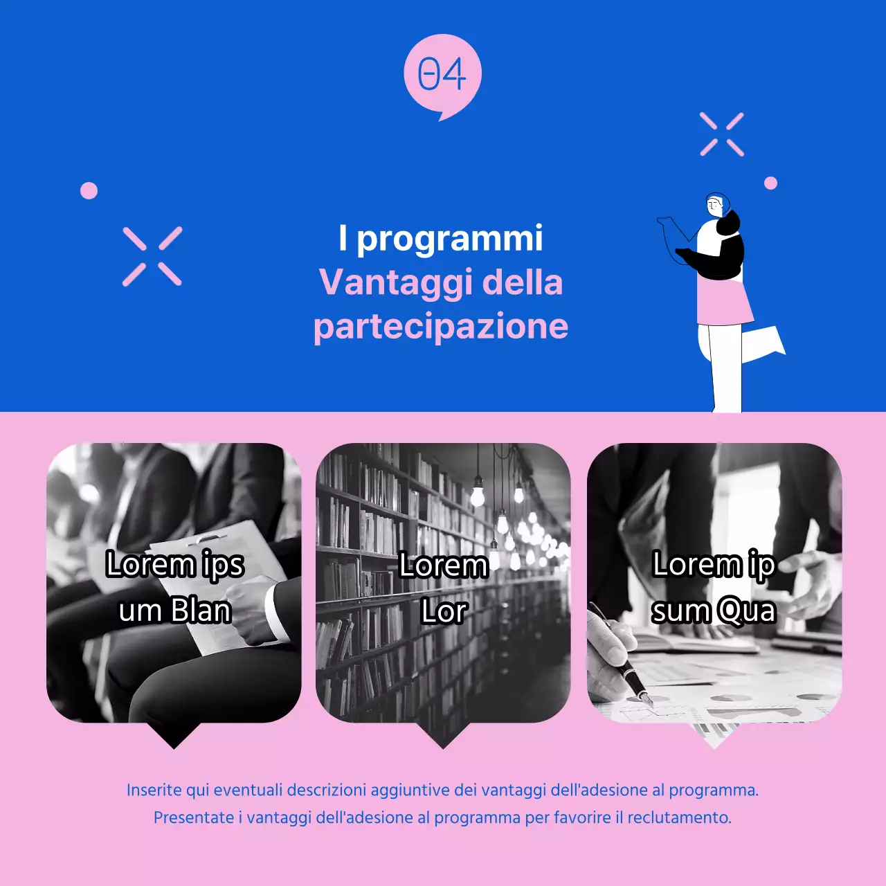 Promuovere il moderno programma Women's Career Leap blu e rosa