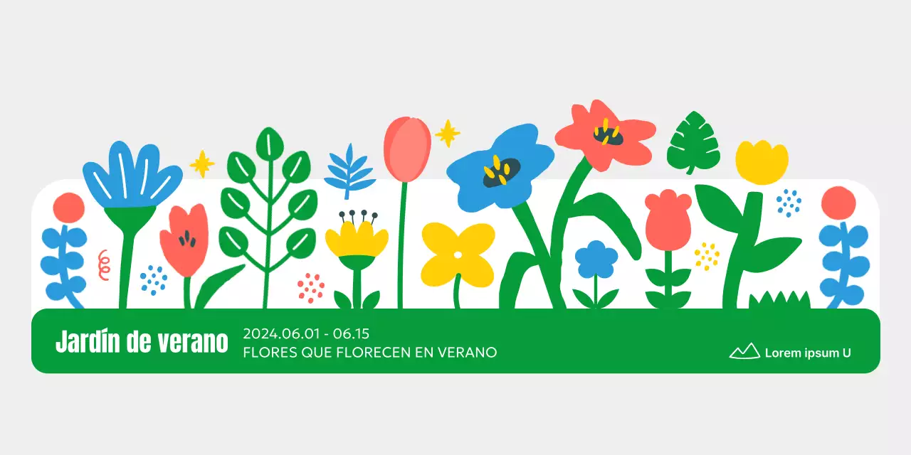 Una bonita y sencilla feria de flores en colores primarios