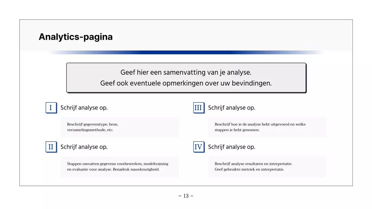Basis printbaar rapport in marineblauw en grijs