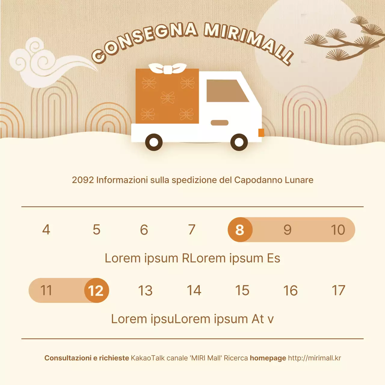 Annunci di date di consegna per le vacanze in beige e arancione