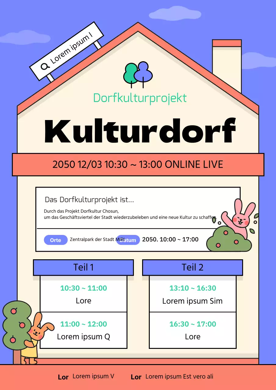 Ankündigung der Präsentation des Projekts zur Schaffung einer roten und violetten Dorfkultur