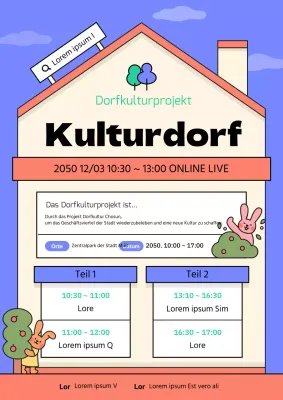 Ankündigung der Präsentation des Projekts zur Schaffung einer roten und violetten Dorfkultur