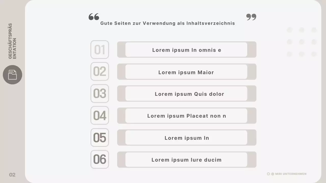 Eine einfache, beigefarbene Geschäftspräsentation
